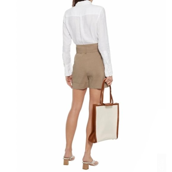 NWT THEORY Belted Linen Blend Shorts - Picture 5 of 9